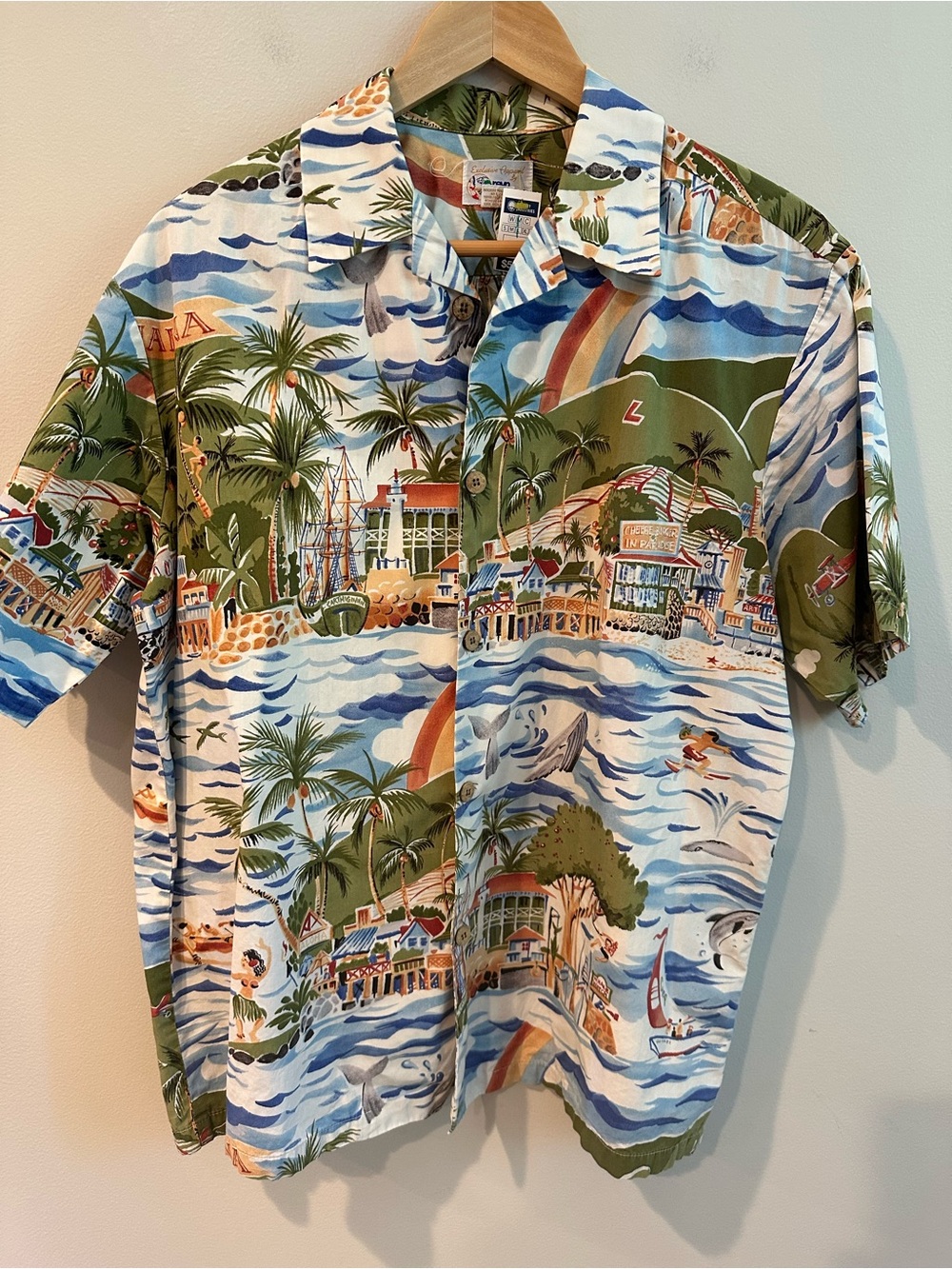 Reyn Spooner Lahaina Cheeseburger in Paradise Hawaiian Shirt EUC Large
